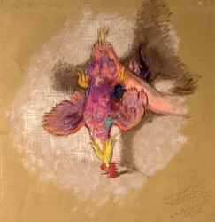 Studio di un braccio e una mano che tiene un volatile per le zampe per "Highland Raiders", c.1918